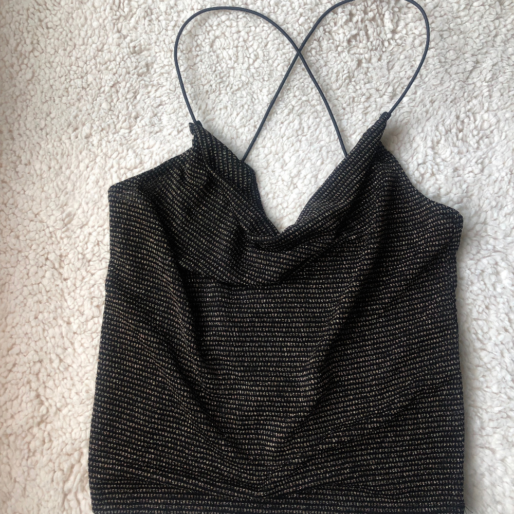 Leith - Black and Gold Metalic Tank